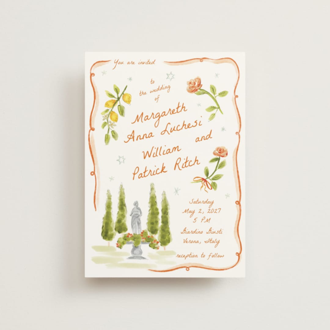 "Giardino" - Wedding Invitations in Flame by Pati Cascino - Front