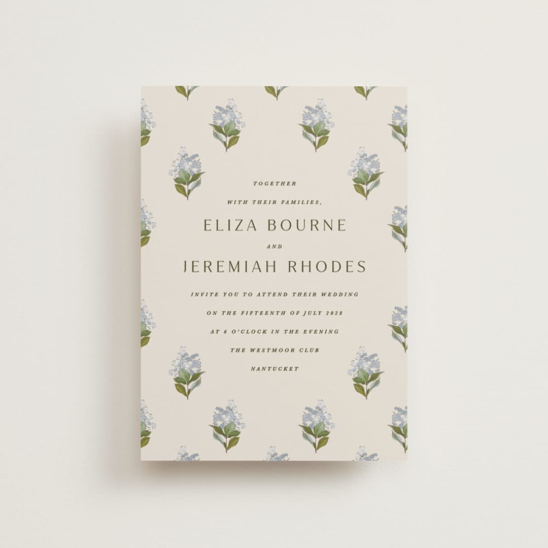 "Blockprint" - Wedding Invitations in Almond by Olivia Kanaley Inman - Front