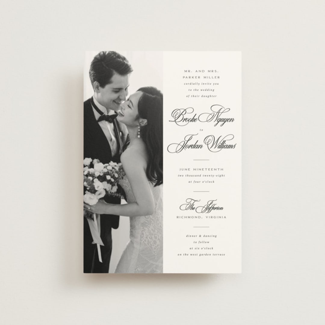 "Side by Side" - Wedding Invitations in Tuxedo by Orasie - Front
