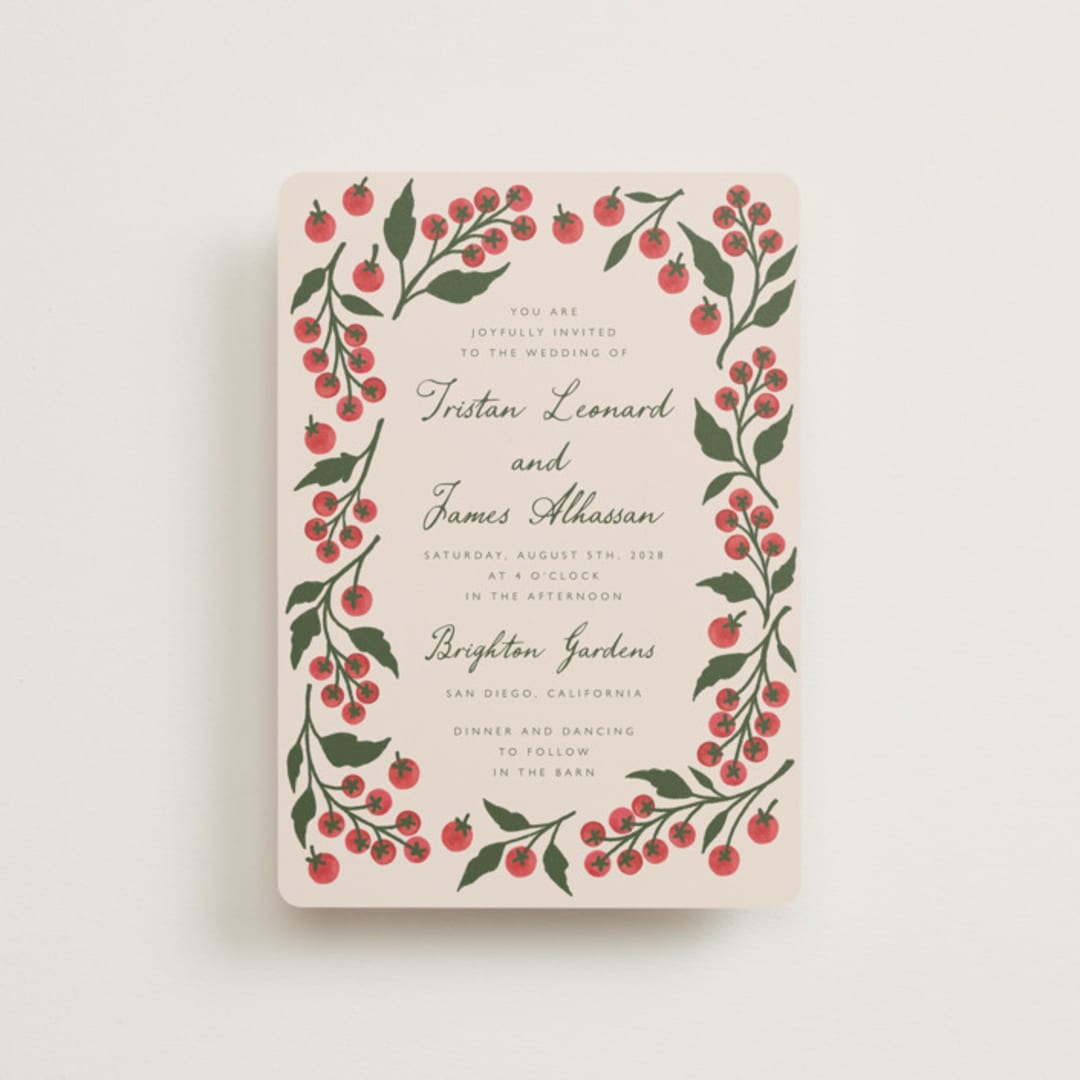 "Cherry Tomatoes" - Wedding Invitations in Tomato by Katharine Watson - Front