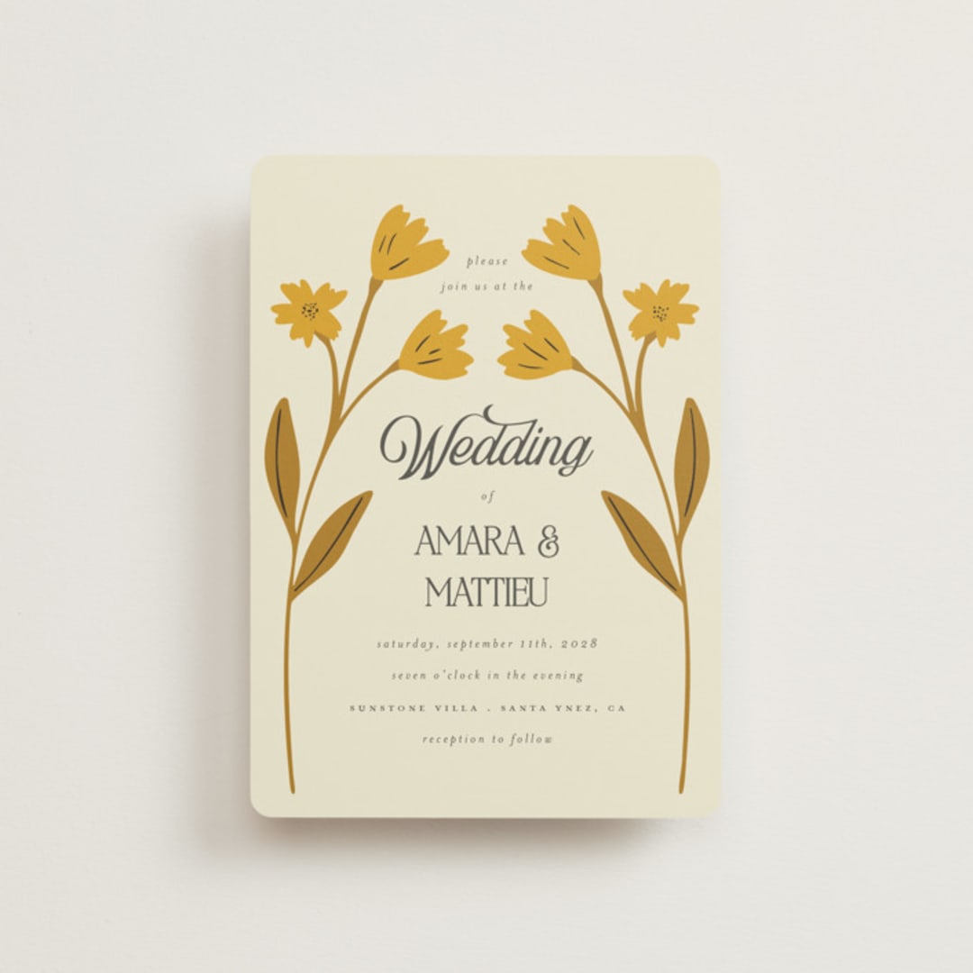 "Vintage Wildflowers" - Wedding Invitations in Yolk by Morgan Kendall - Front