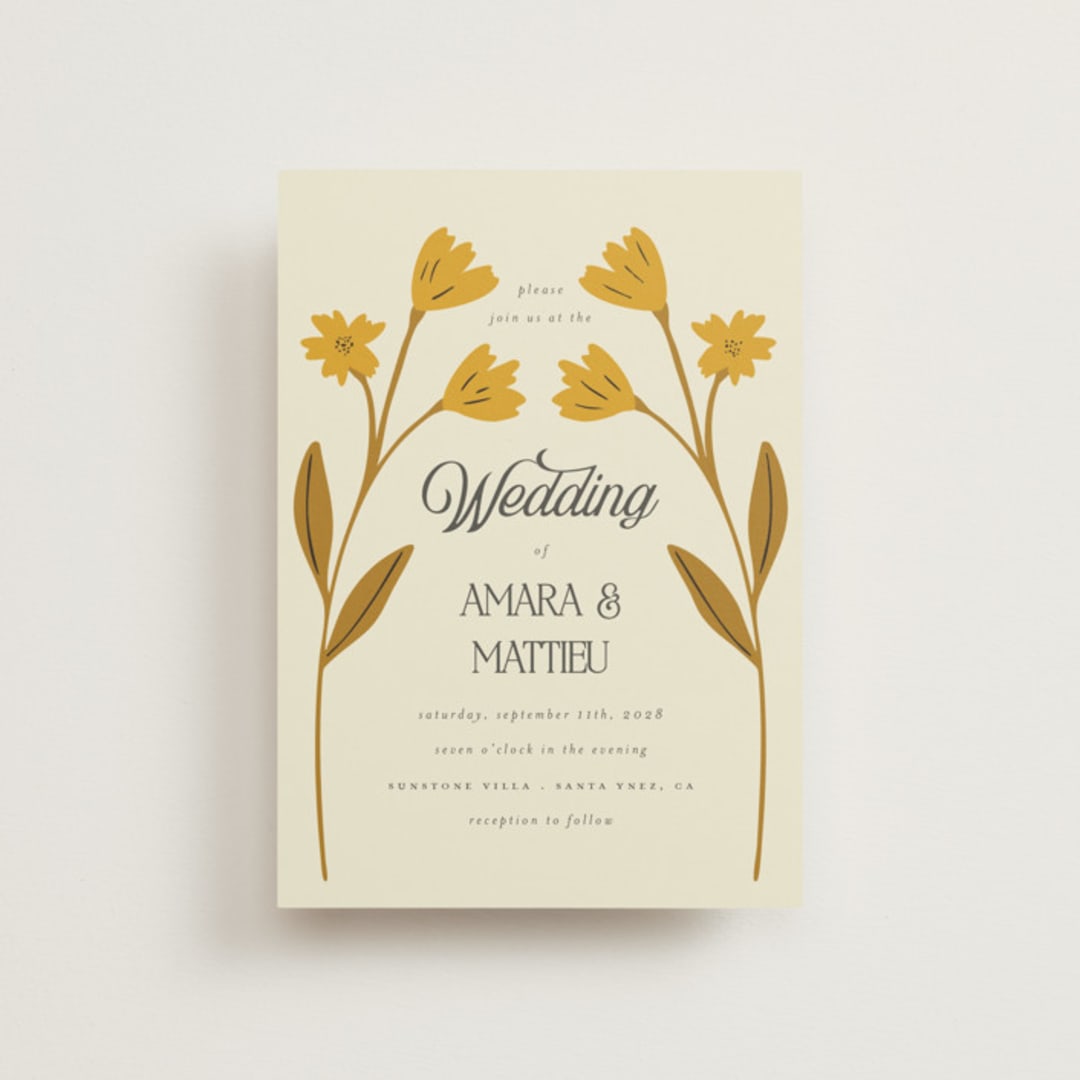 "Vintage Wildflowers" - Wedding Invitations in Yolk by Morgan Kendall - Front