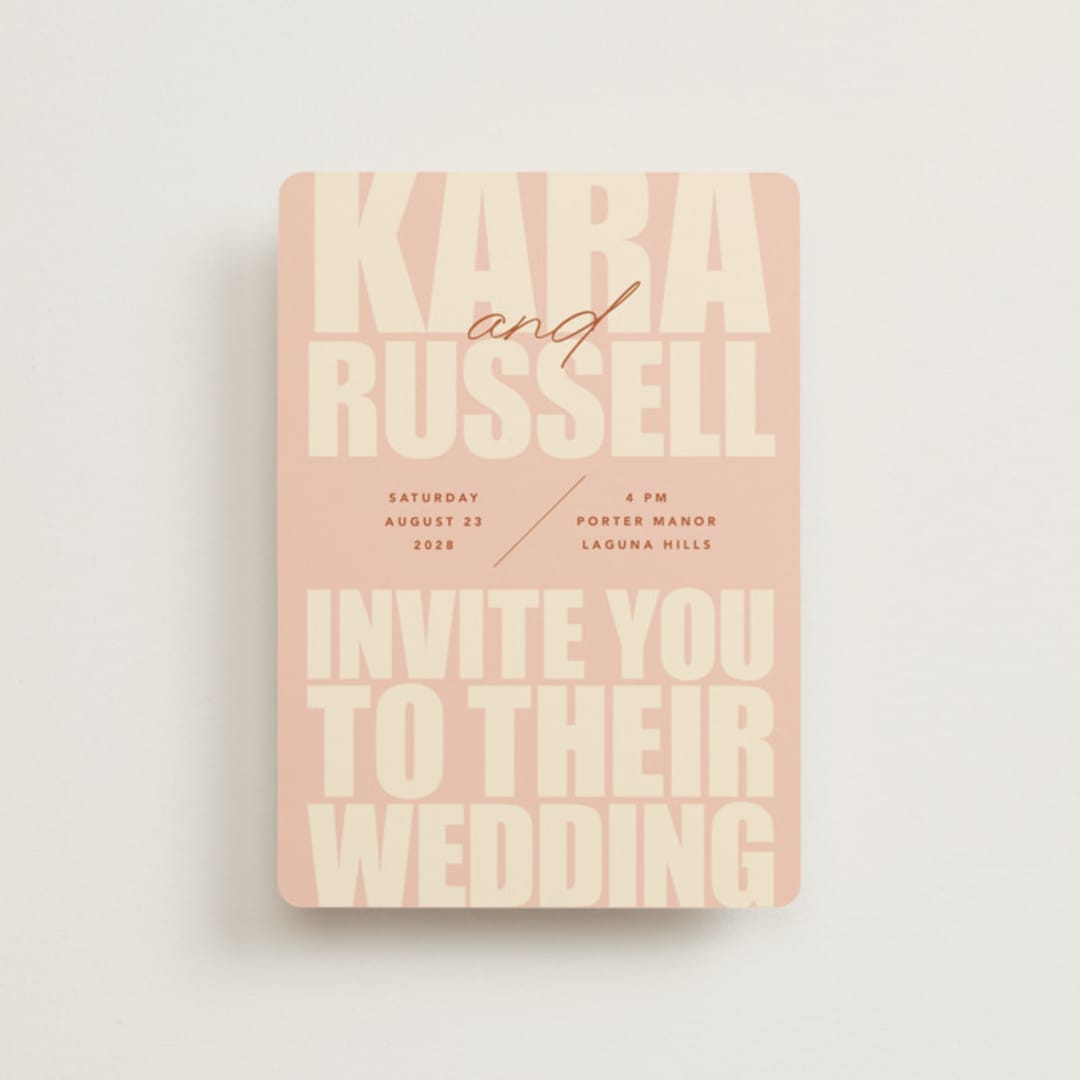 "Typographical Poster" - Wedding Invitations in Blush by Stacey Day - Front