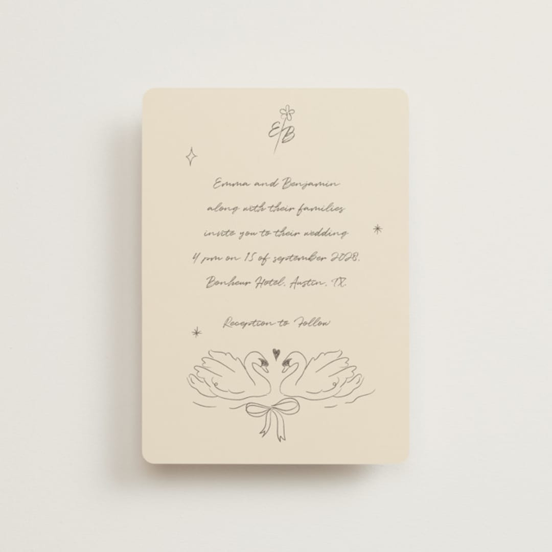 "The Swan" - Wedding Invitations in Buttercream by Helena Vitto - Front