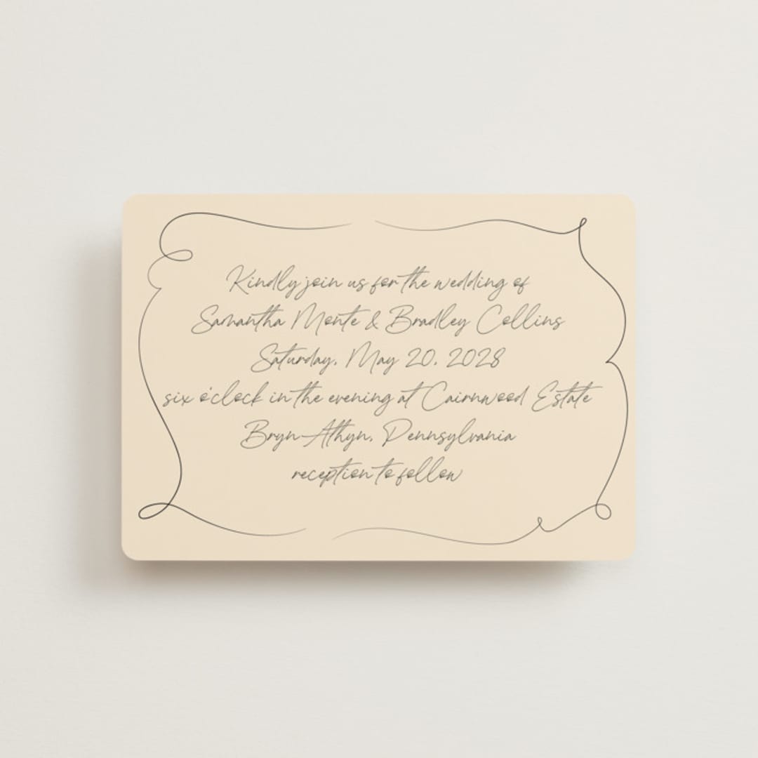 "French Whimsy Script" - Wedding Invitations in Champagne by Wallace Design Co. - Front