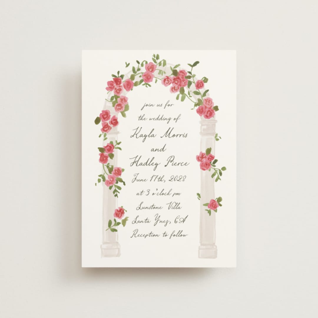 "Villa" - Wedding Invitations in Azalea by Everett Paper Goods - Front