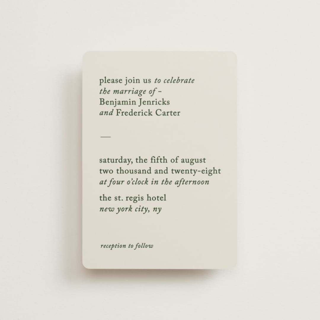 "Editorial" - Wedding Invitations in Forest by Bethan - Front