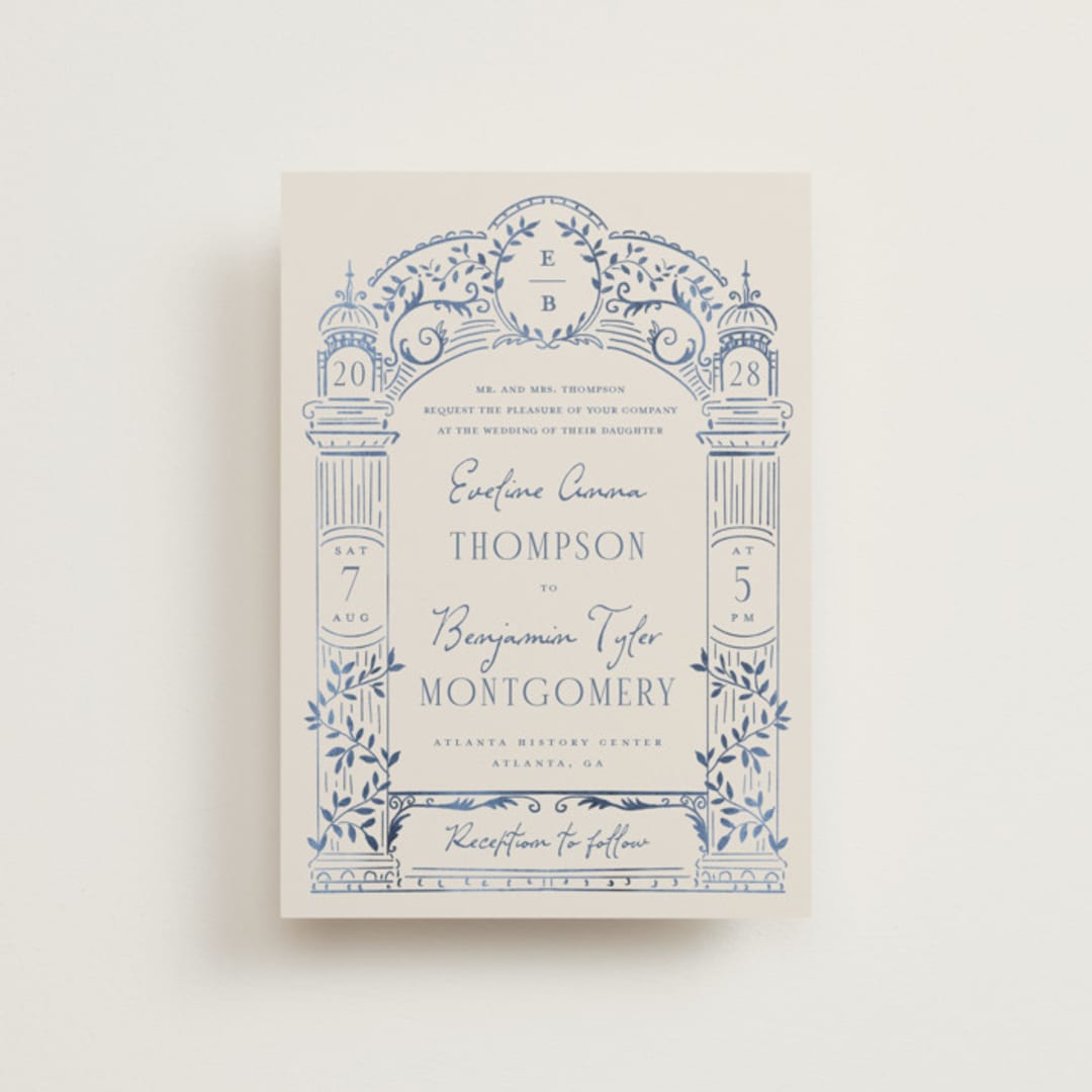 "Pavilion" - Wedding Invitations in Navy by Petra Kern - Front
