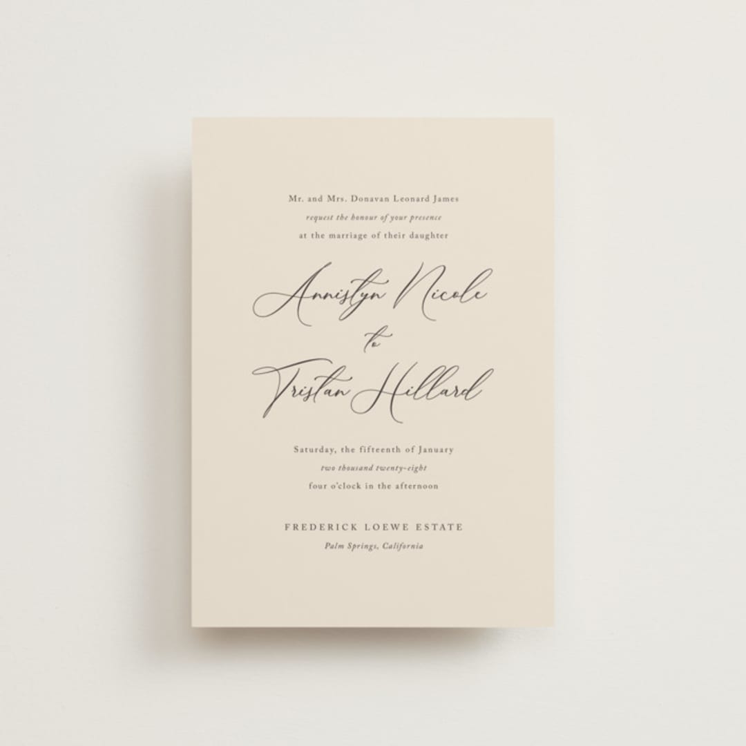 "Love Story" - Wedding Invitations in Mocha by Jennifer Postorino - Front
