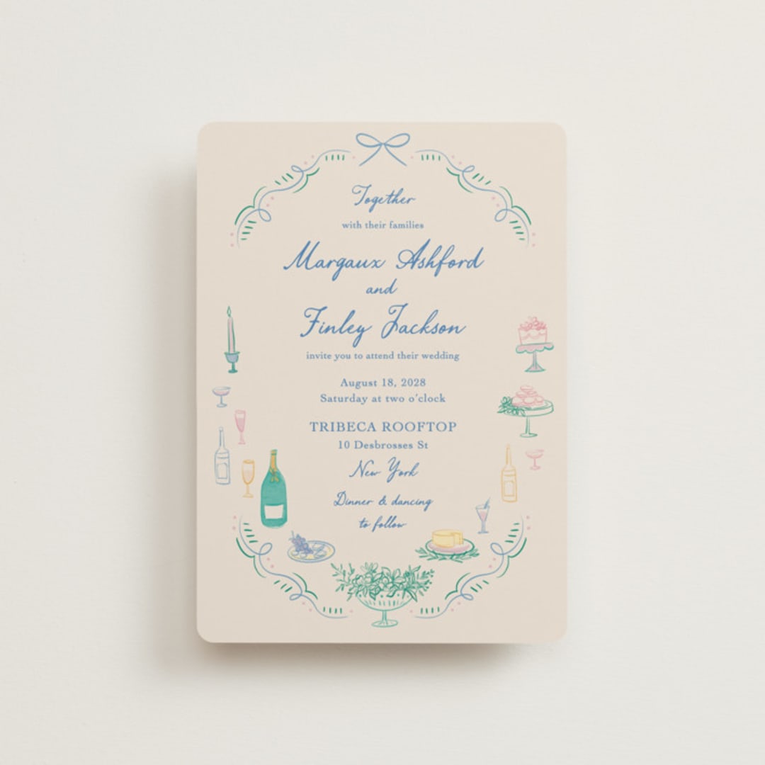 "Dining" - Wedding Invitations in Pastel by Elly - Front