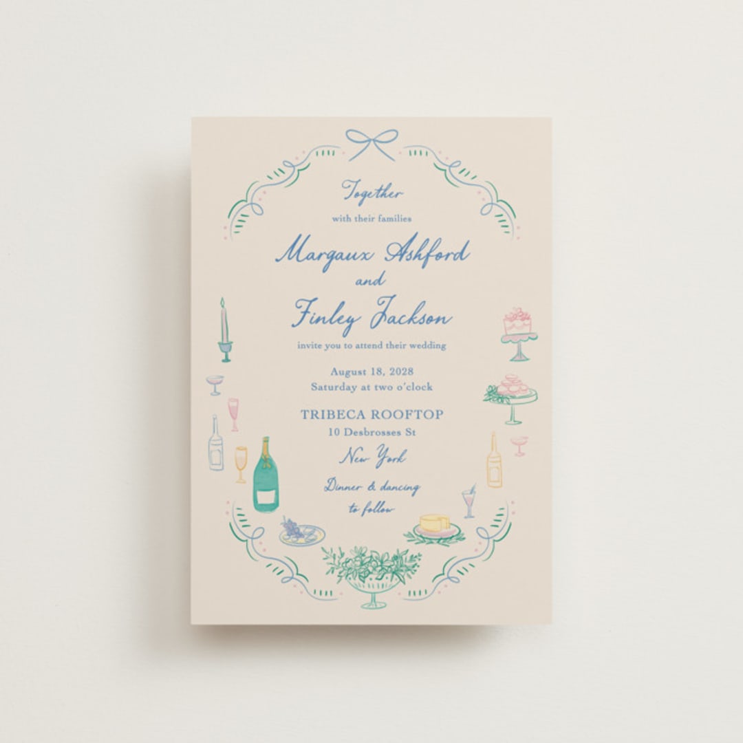 "Dining" - Wedding Invitations in Pastel by Elly - Front