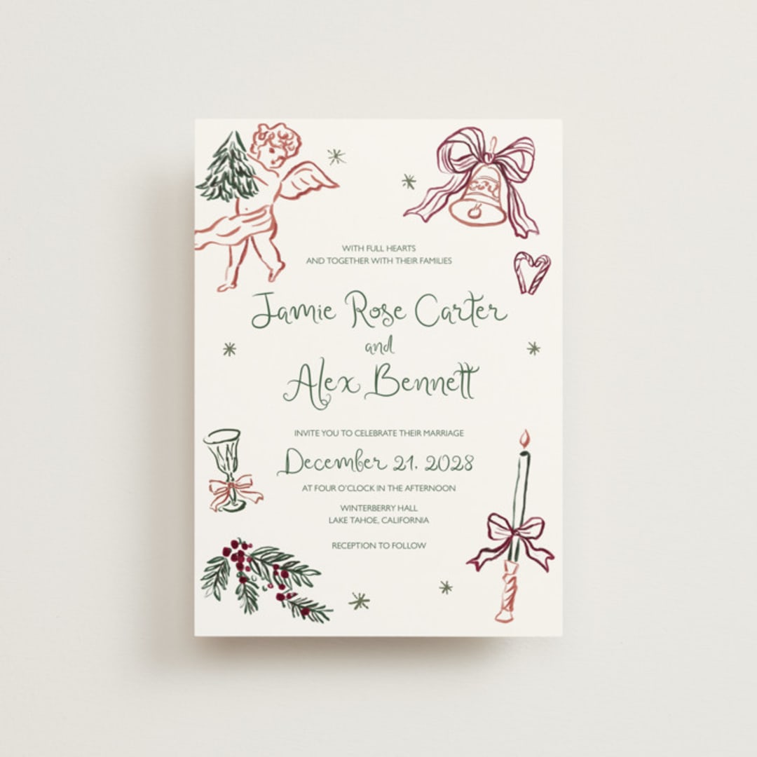 "Holidays ink doodles" - Wedding Invitations in Enchanted Holiday by Cass Loh - Front