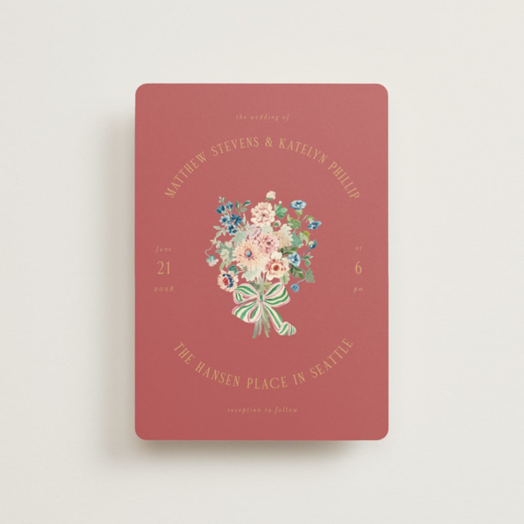 "Ruban en Fleur" - Wedding Invitations in Rose by Itsy Belle Studio - Front