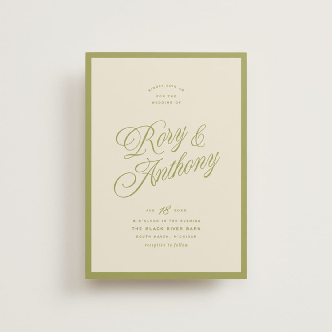 "rory" - Wedding Invitations in Olive by Ellen Schlegelmilch - Front