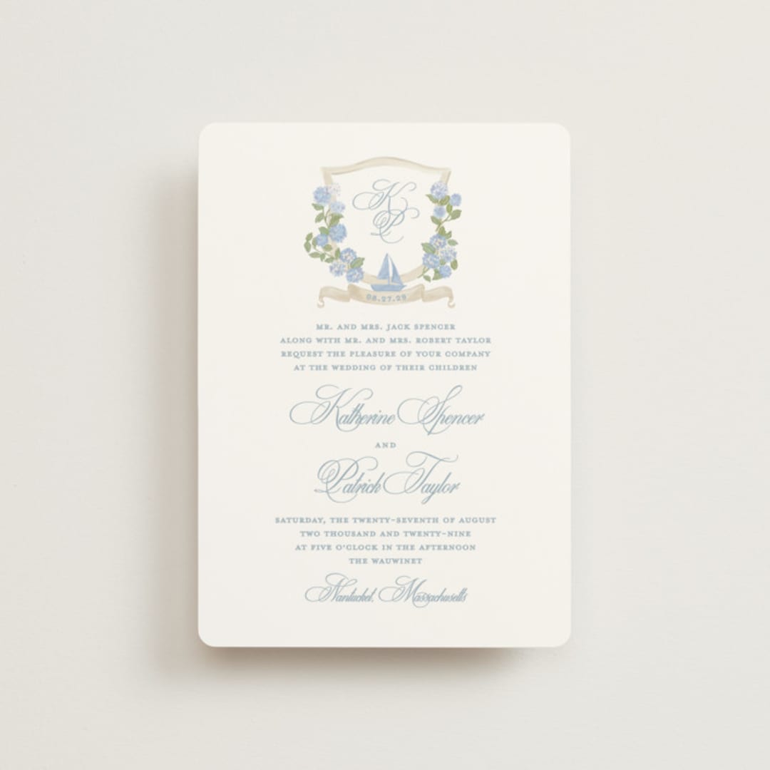 "Coastal crest" - Wedding Invitations in Ocean by Creo Study - Front