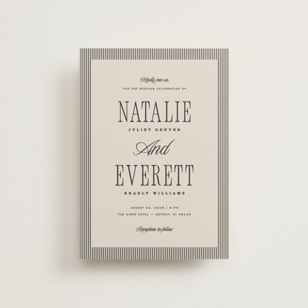 "Linea" - Wedding Invitations in Noir by Pixel and Hank - Front