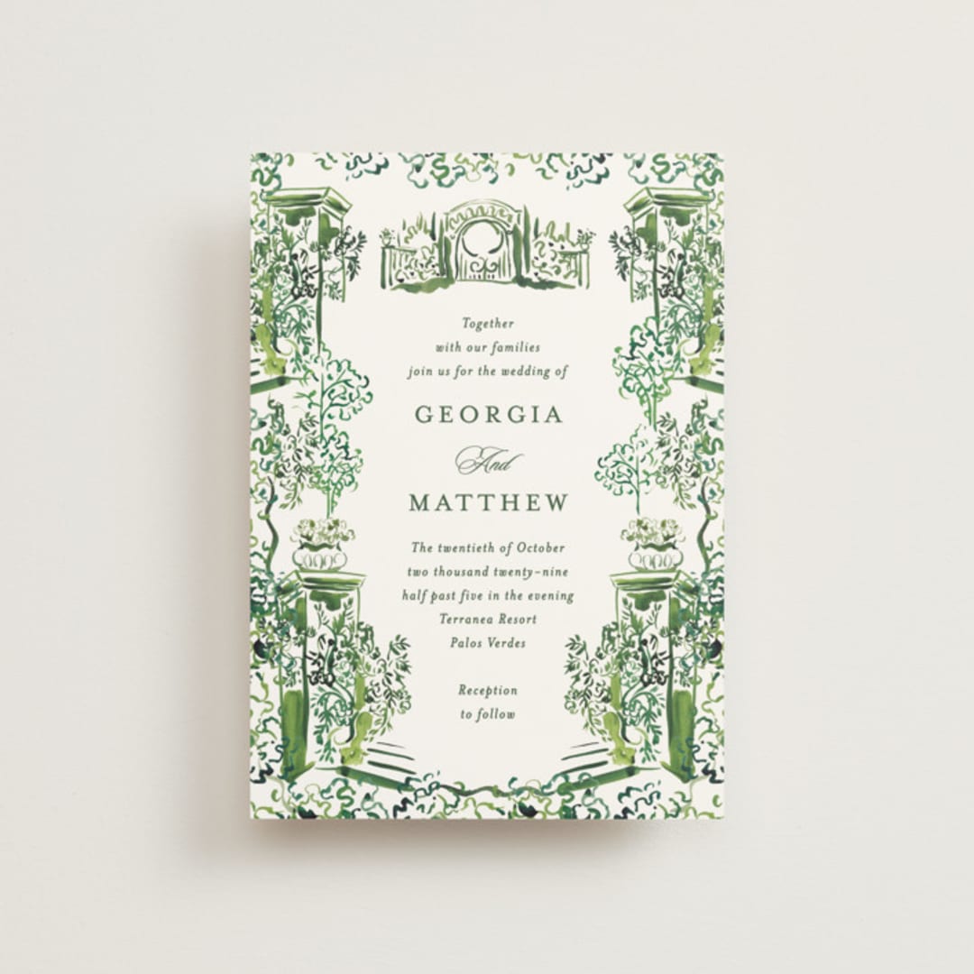 "gates and pillars" - Wedding Invitations in Sap by Becky Nimoy - Front