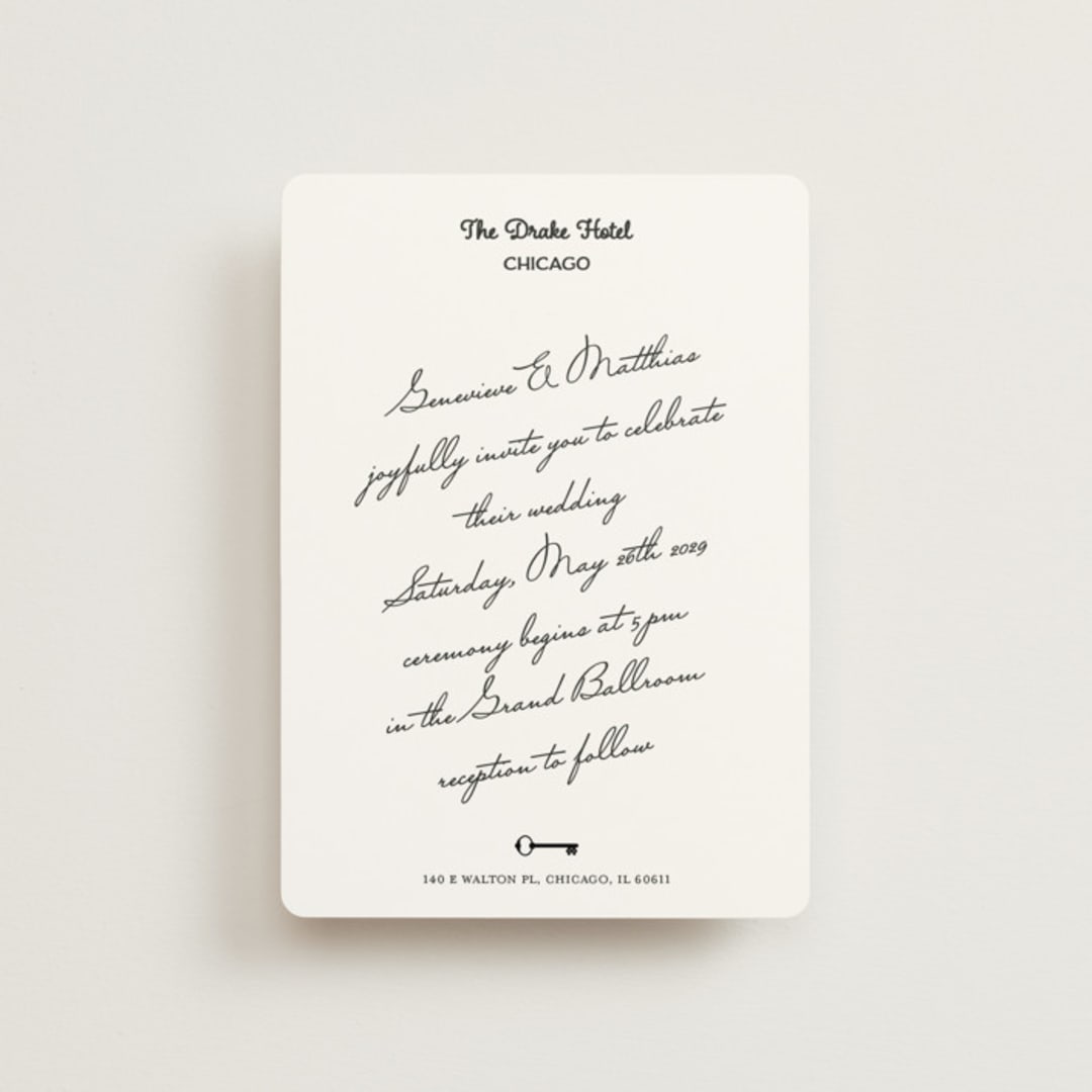 "Hotel" - Wedding Invitations in Ivory by Studio Suku - Front