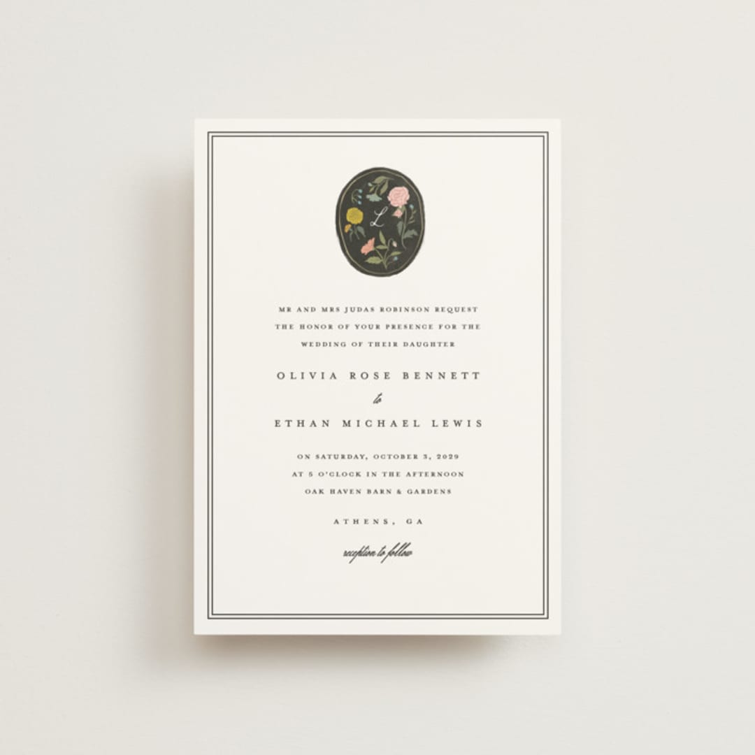 "botanical cameo" - Wedding Invitations in Swan by Lori Wemple - Front