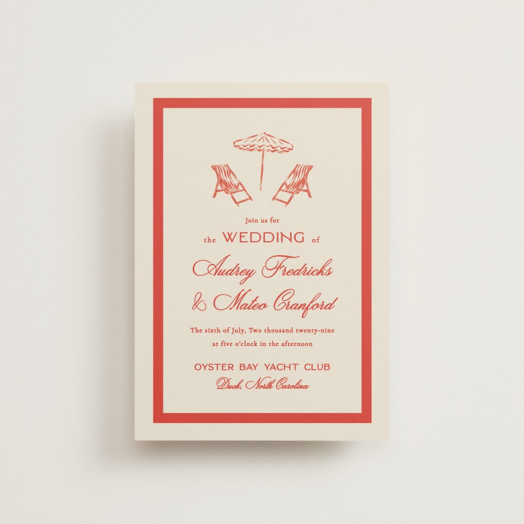 "Kitty Hawk" - Wedding Invitations in Lobster by Jackie Crawford - Front