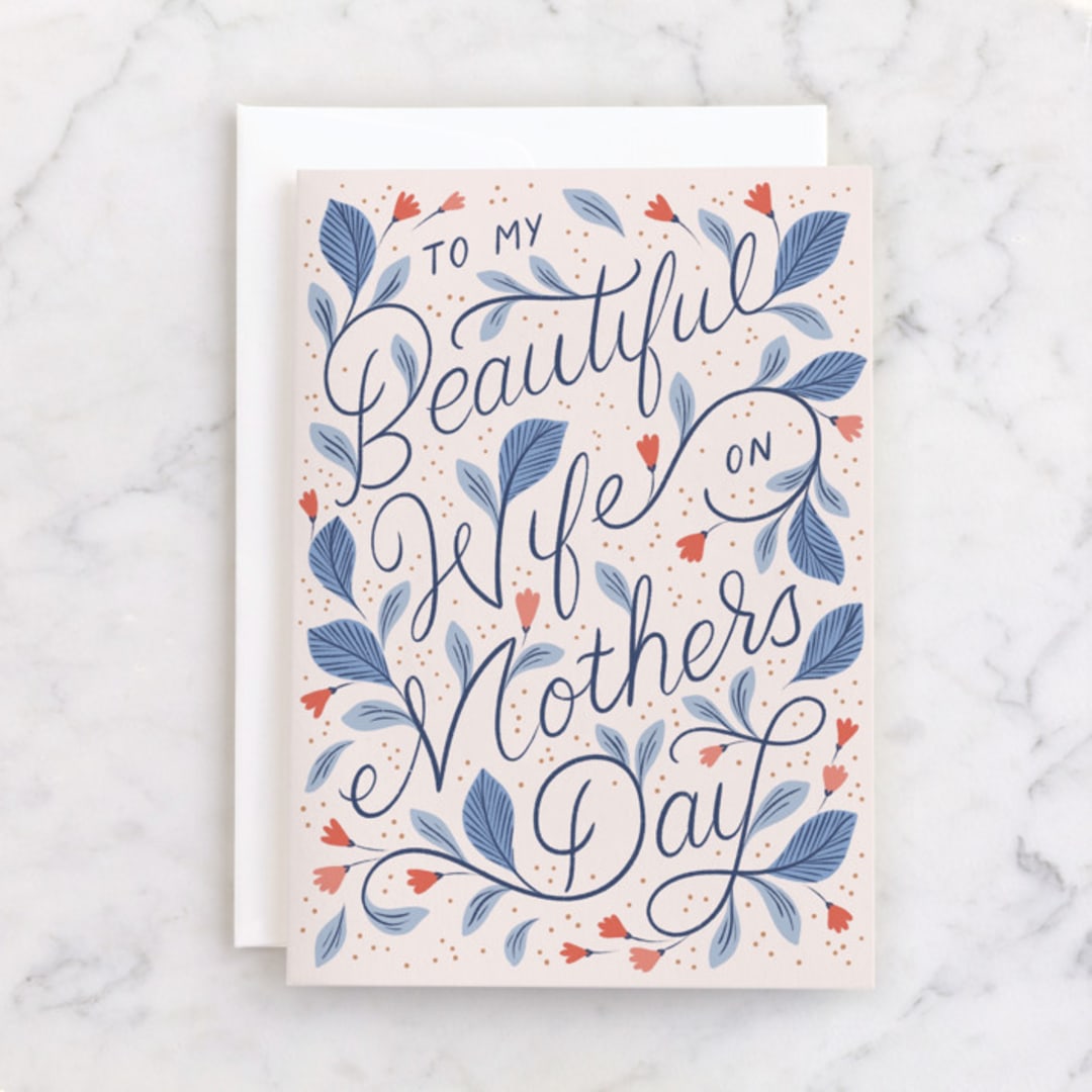 "To My Beautiful Wife" - Single Greeting Cards in Blush by Paper Raven Co. - Front