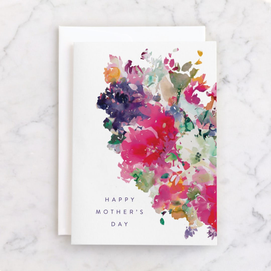"floral" - Single Greeting Cards in Rose by Lori Wemple - Front
