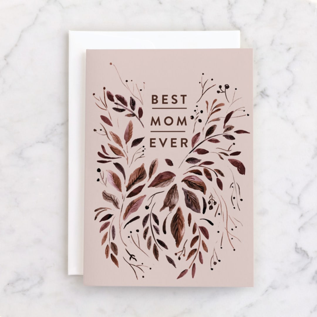 "Natural Leaves" - Single Greeting Cards in Violet by Lucrecia Caporale - Front