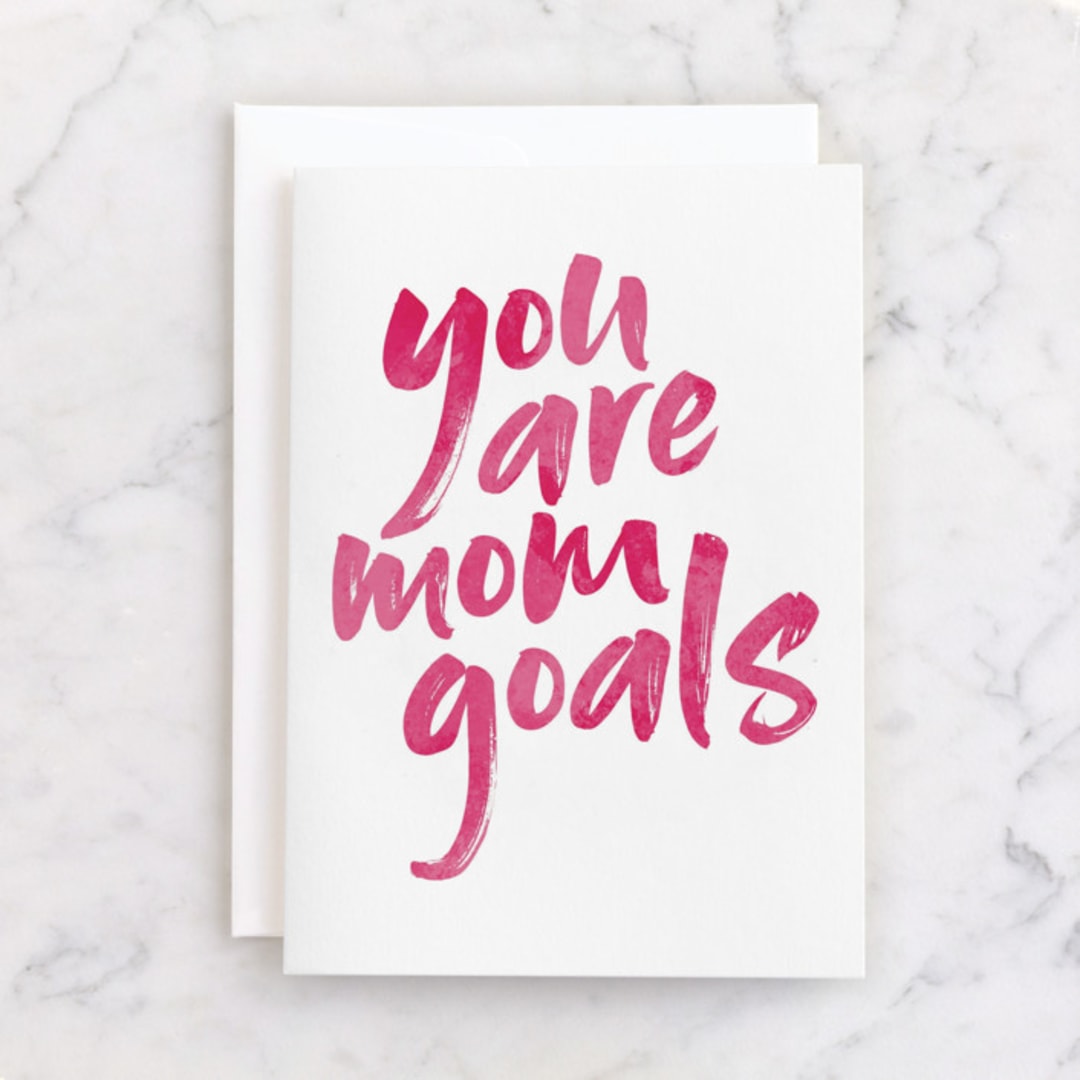 "Mom goals" - Single Greeting Cards in Tulip by Jessica Corliss - Front