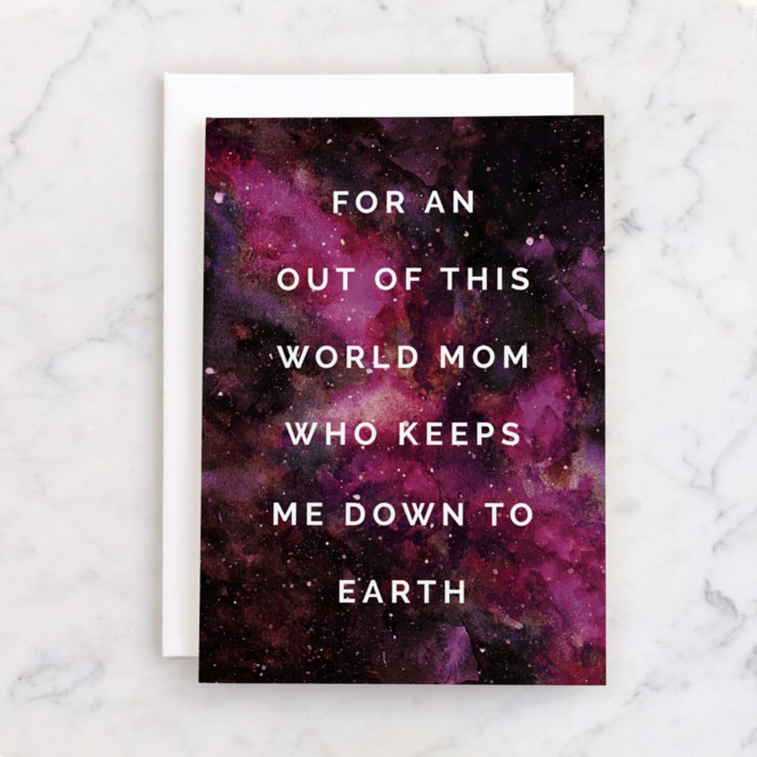 "Out of this World" - Single Greeting Cards in Amethyst by Angela Garrick - Front