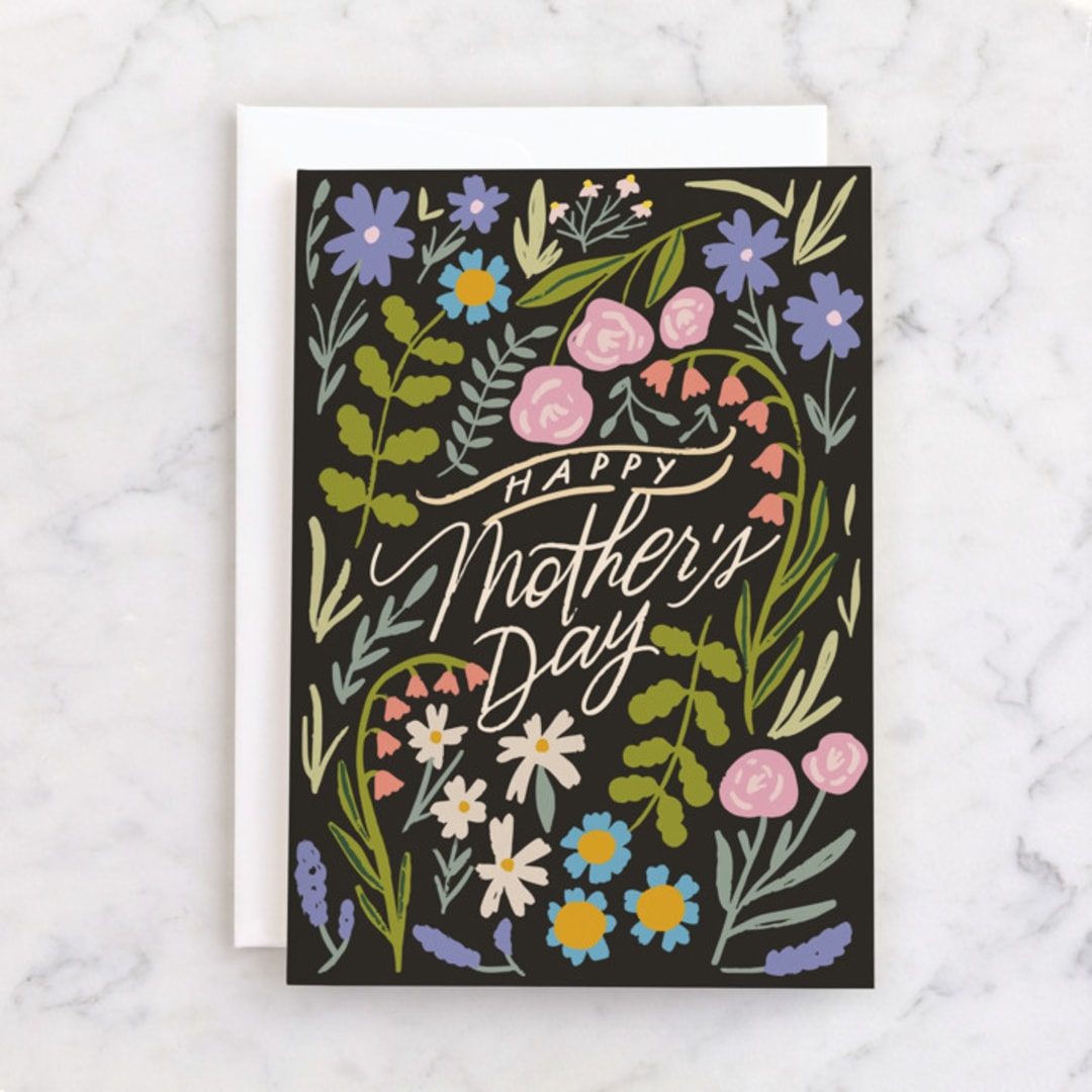 "Wildflower Greeting" - Single Greeting Cards in Beetle by Kiley Bennett - Front