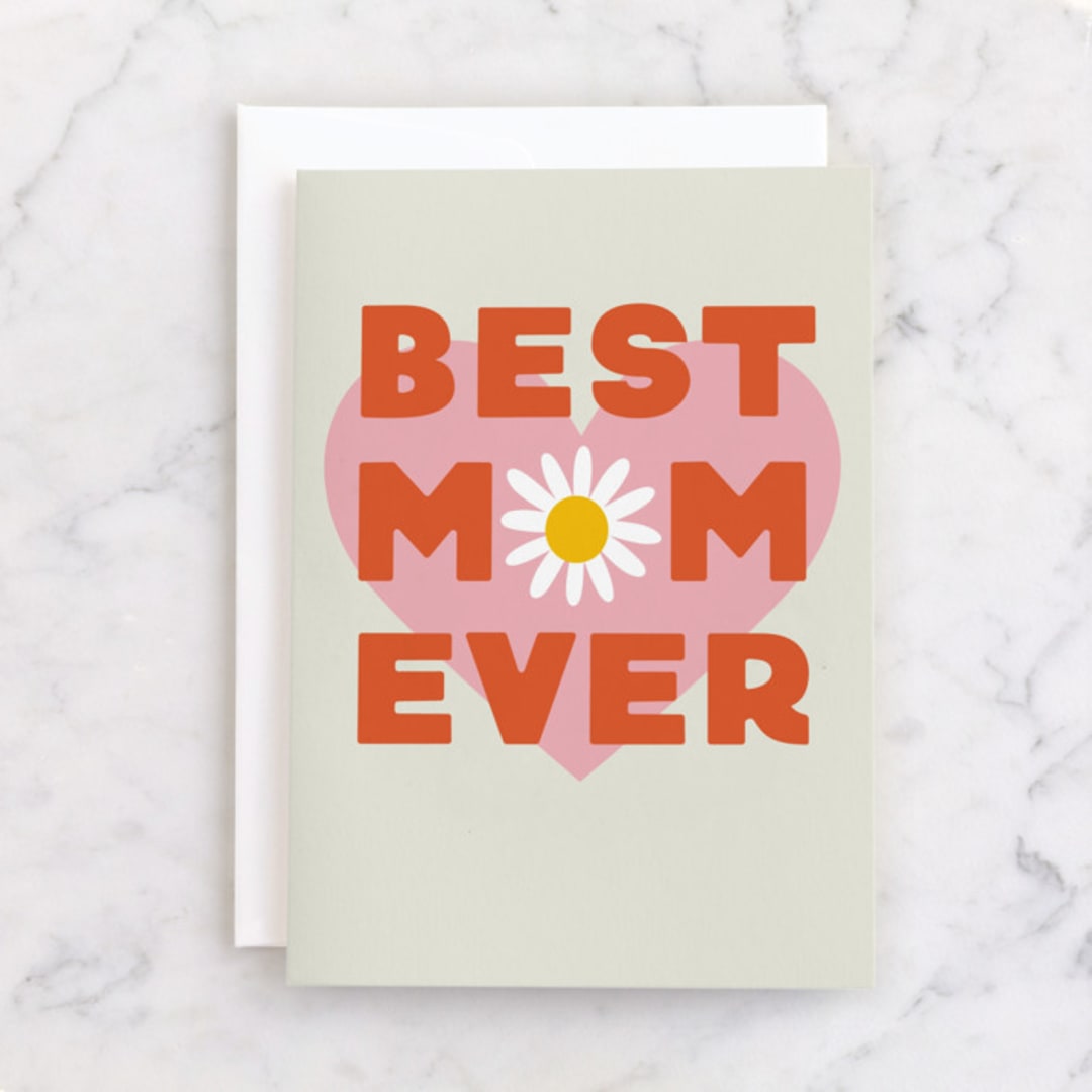 "Retro Mom" - Single Greeting Cards in Terracotta by Everett Paper Goods - Front