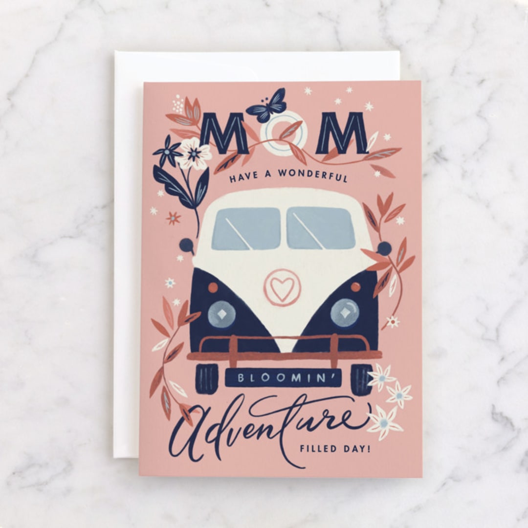 "Adventure Blooms" - Single Greeting Cards in Rose Quartz by Griffinbell Paper Co. - Front