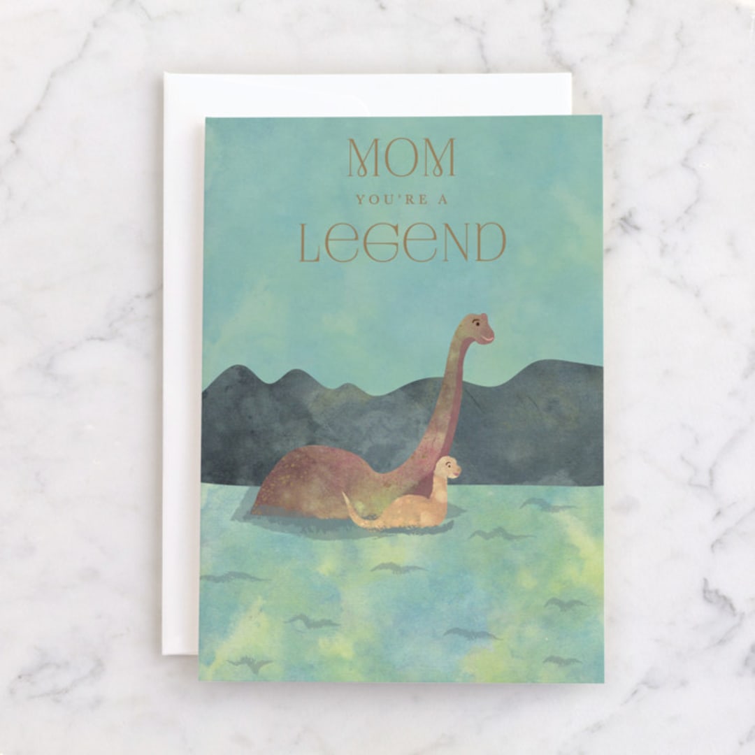 "Mom Legend" - Single Greeting Cards in Lake by Kanika Mathur - Front