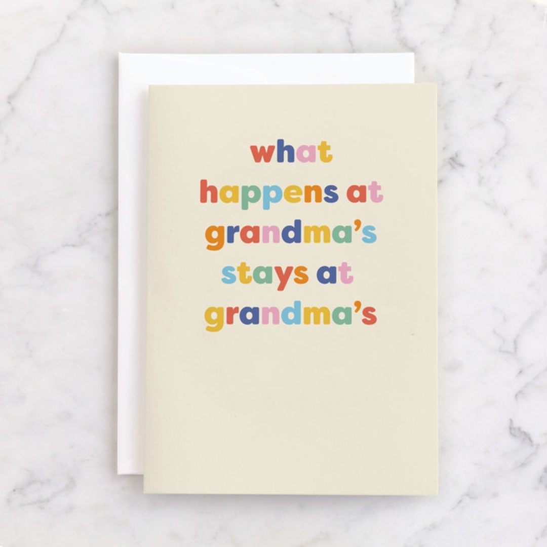 "What happens at Grandma's" - Single Greeting Cards in Cream by Ellen Schlegelmilch - Front