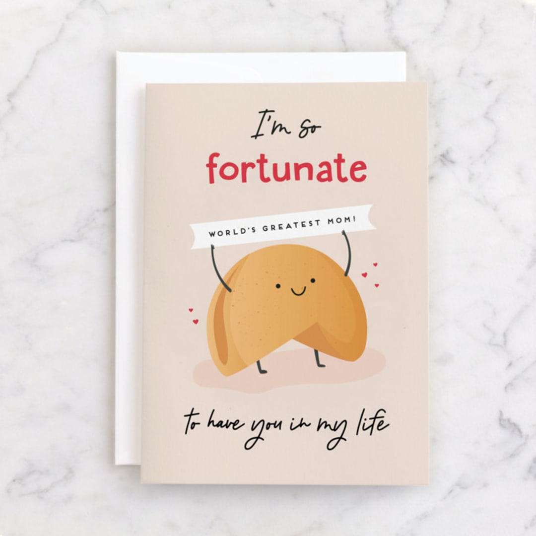 "Fortunate" - Single Greeting Cards in Vanilla by Erica Krystek - Front