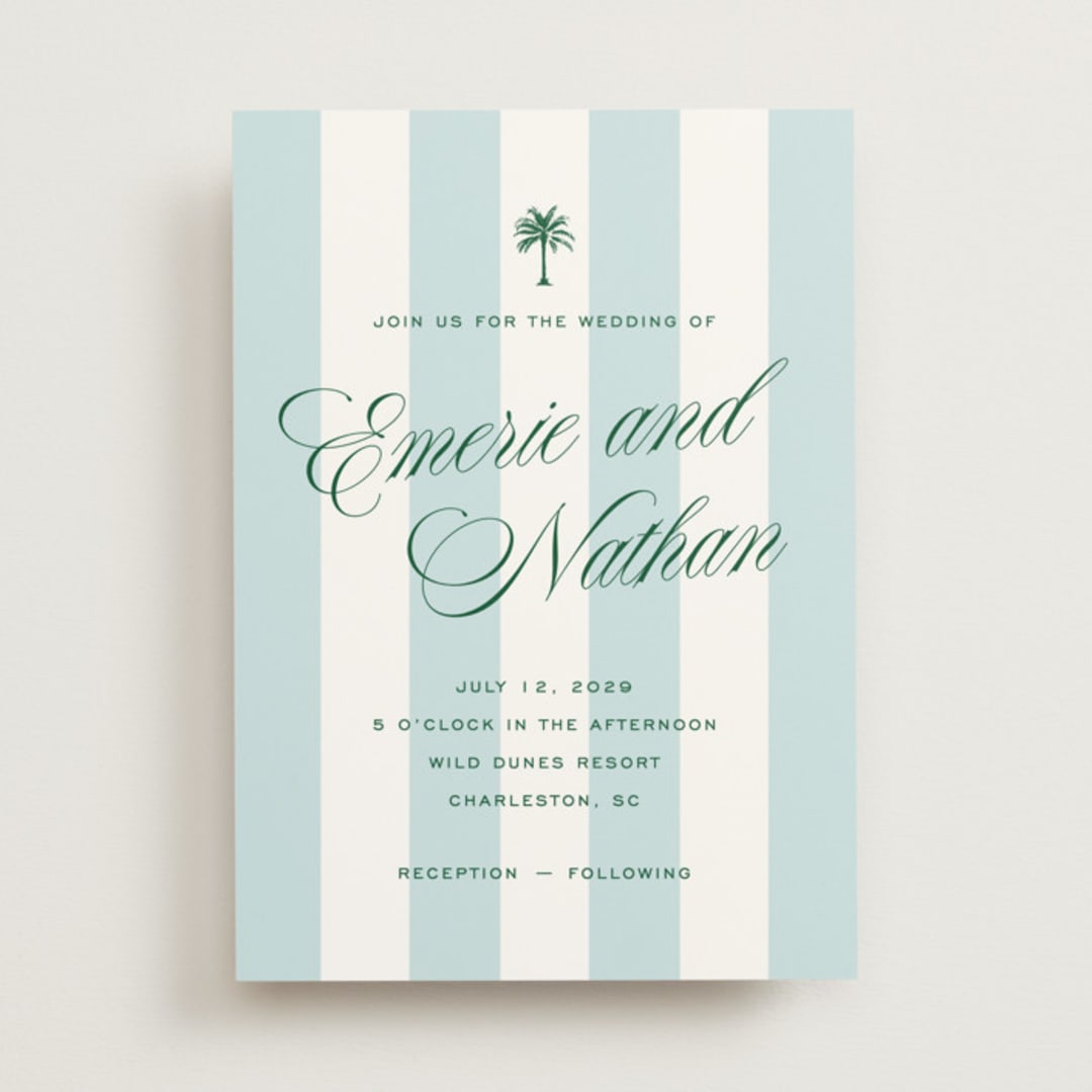 "Island Palm" - Wedding Invitations in Low Tide by Susan Zinader - Front