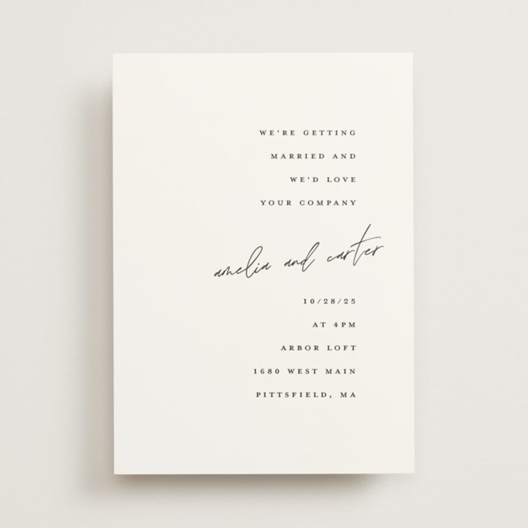 "Slate" - Wedding Invitations in Bridal Veil by Up Up Creative - Front