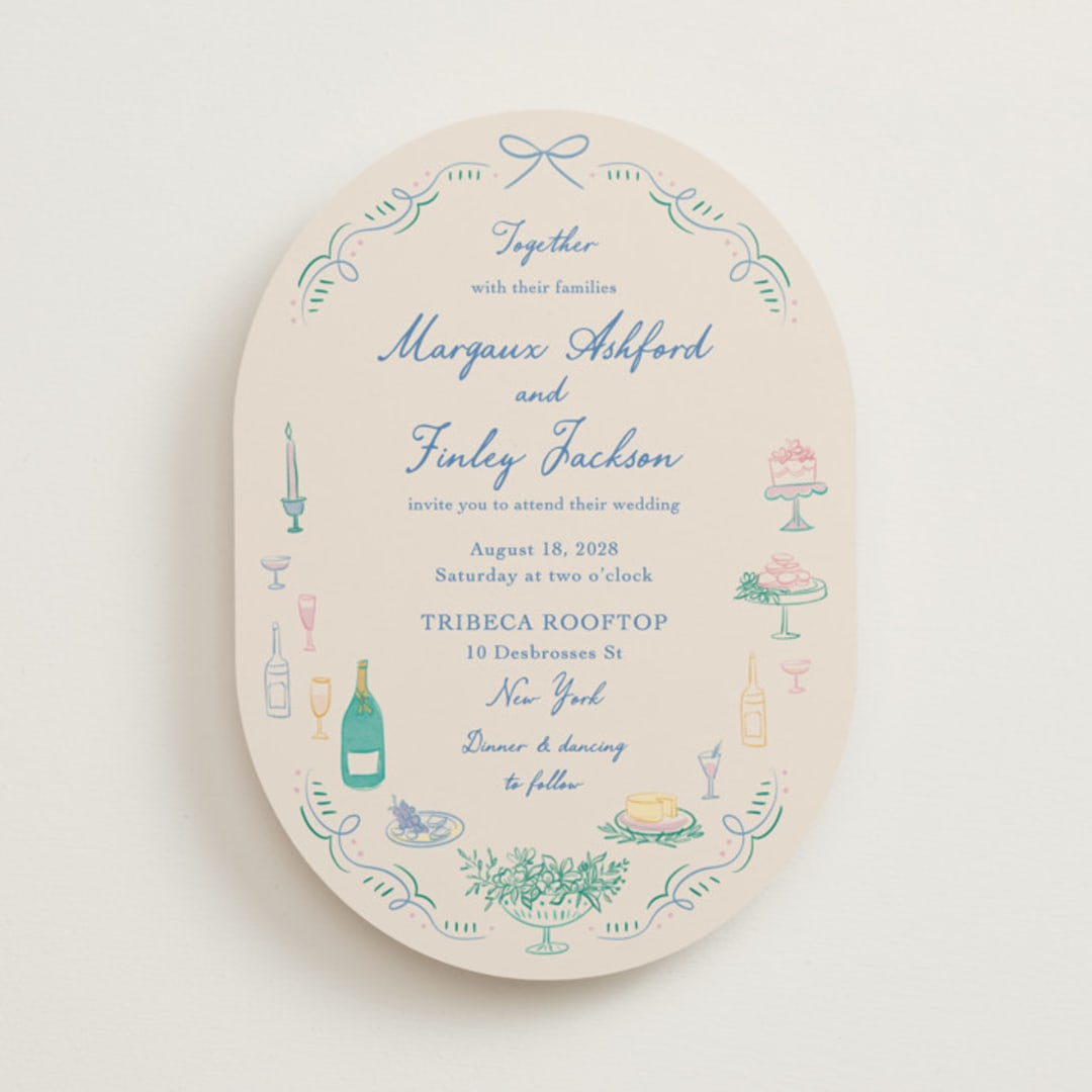 "Dining" - Wedding Invitations in Pastel by Elly - Front