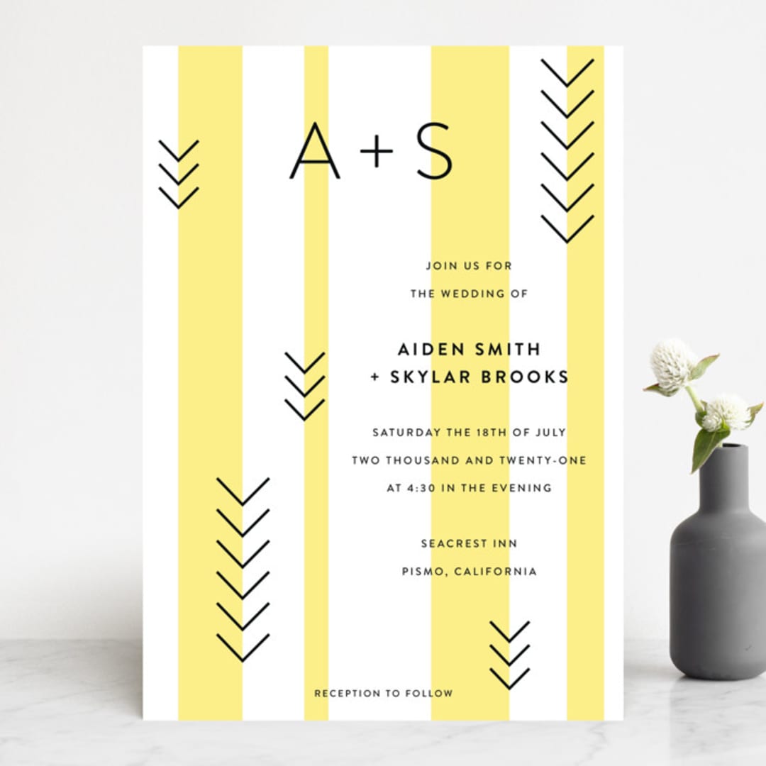 "Direction" - Wedding Invitations in Lemon by Owl and Toad - Front