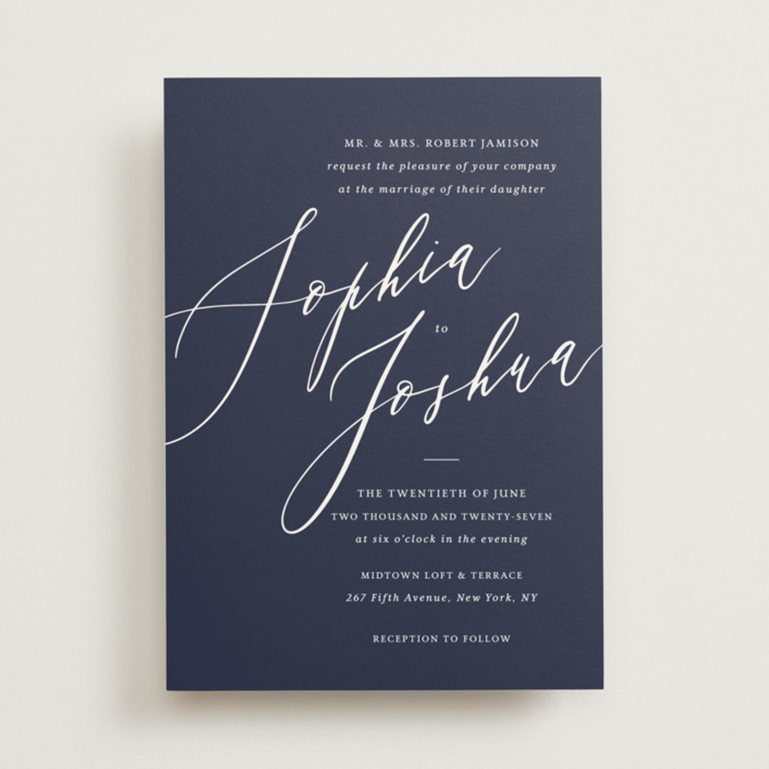 "Crescendo" - Wedding Invitations in Navy by Griffinbell Paper Co. - Front