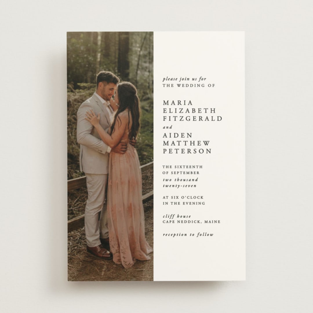 "Portrait" - Wedding Invitations in Platinum by Heather Schertzer - Front