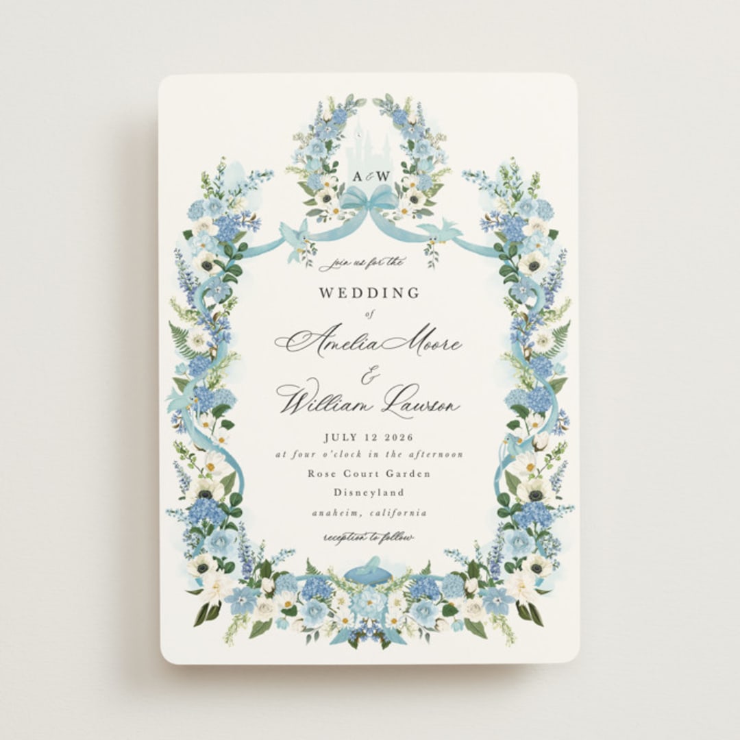 "Disney's Cinderella Fairytale" - Wedding Invitations in Bluebell by Susan Moyal - Front