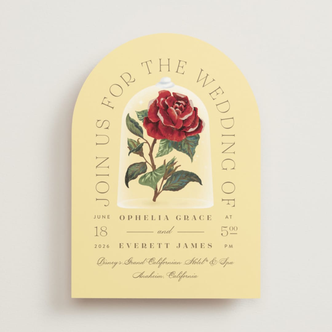 "Enchanted Rose from Disney's Beauty & The Beast" - Wedding Invitations in Mimosa by Leah Bisch - Front