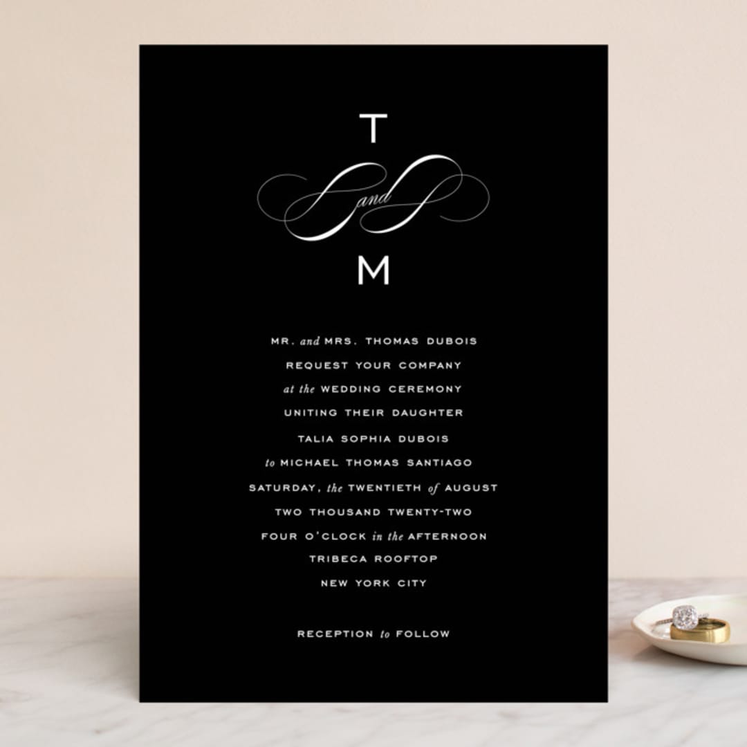 "Enamored" - Wedding Invitations in Obsidian by Kimberly FitzSimons - Front