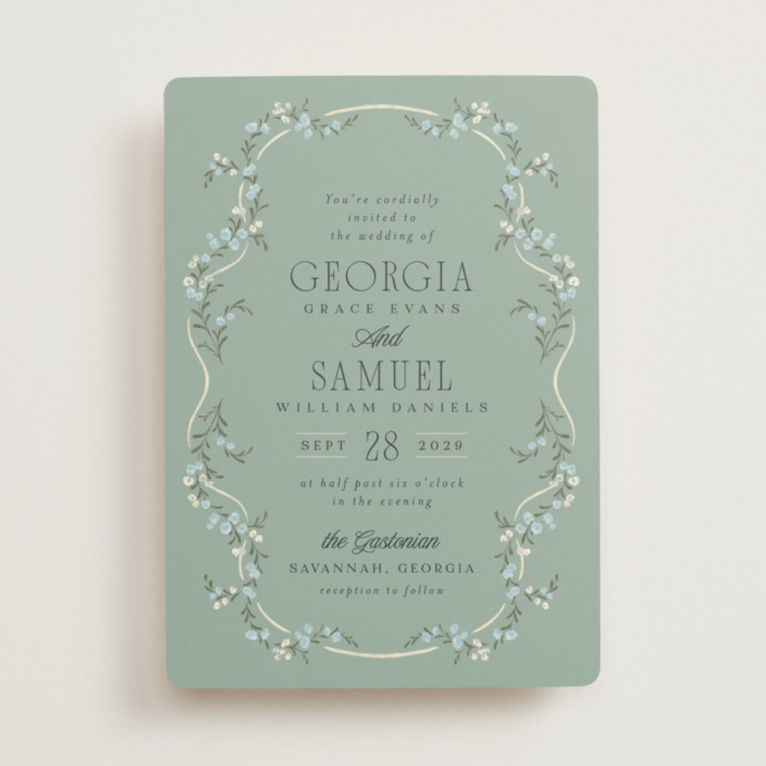 "Trailing Garden" - Wedding Invitations in Buttermint by Laura Hankins - Front