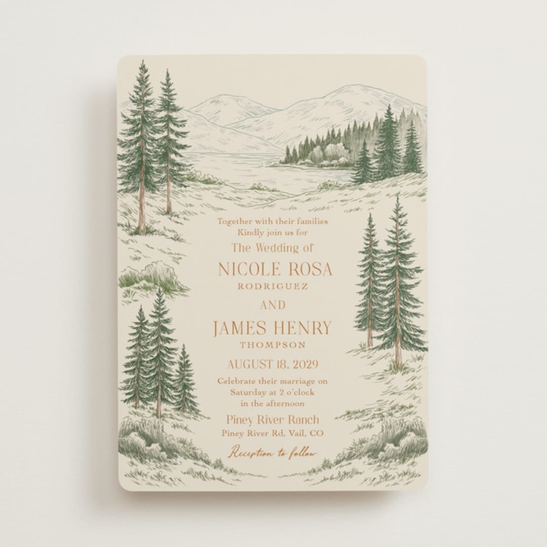 "Whispering Pines" - Wedding Invitations in Forest by Elly - Front