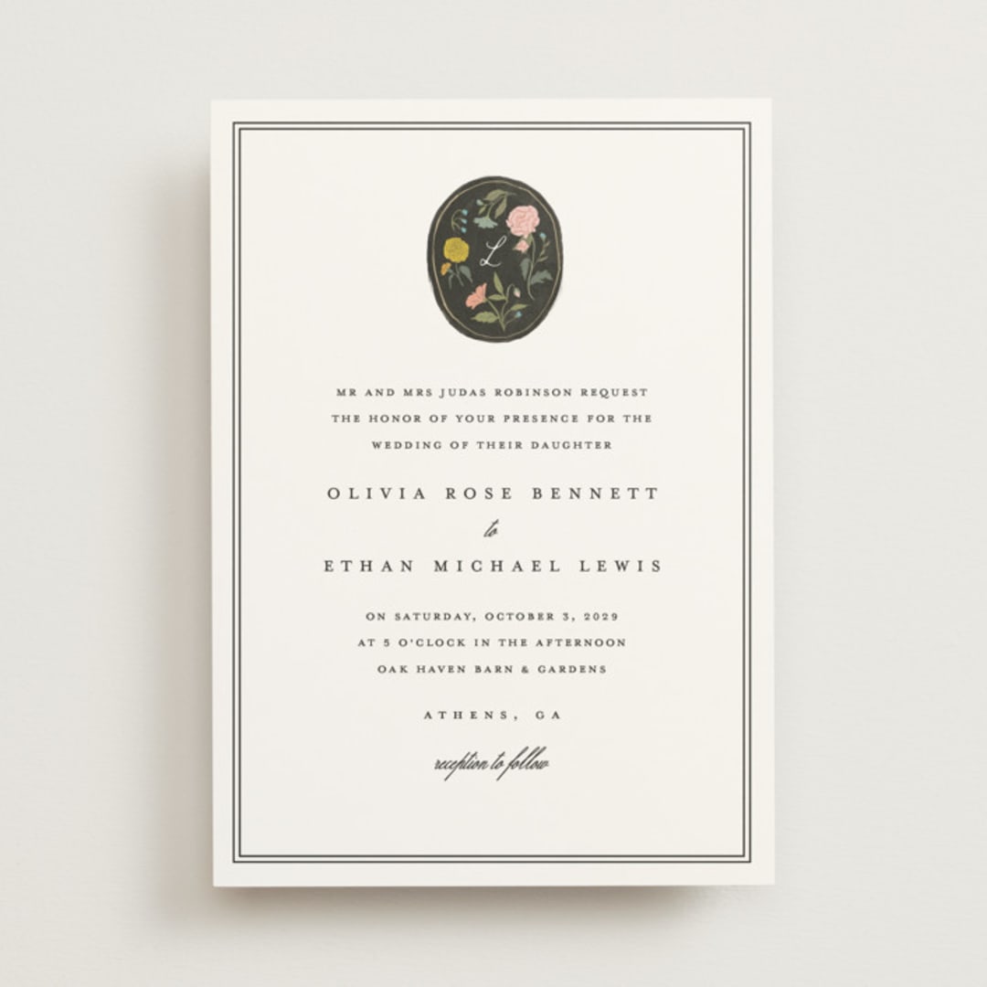 "botanical cameo" - Wedding Invitations in Swan by Lori Wemple - Front