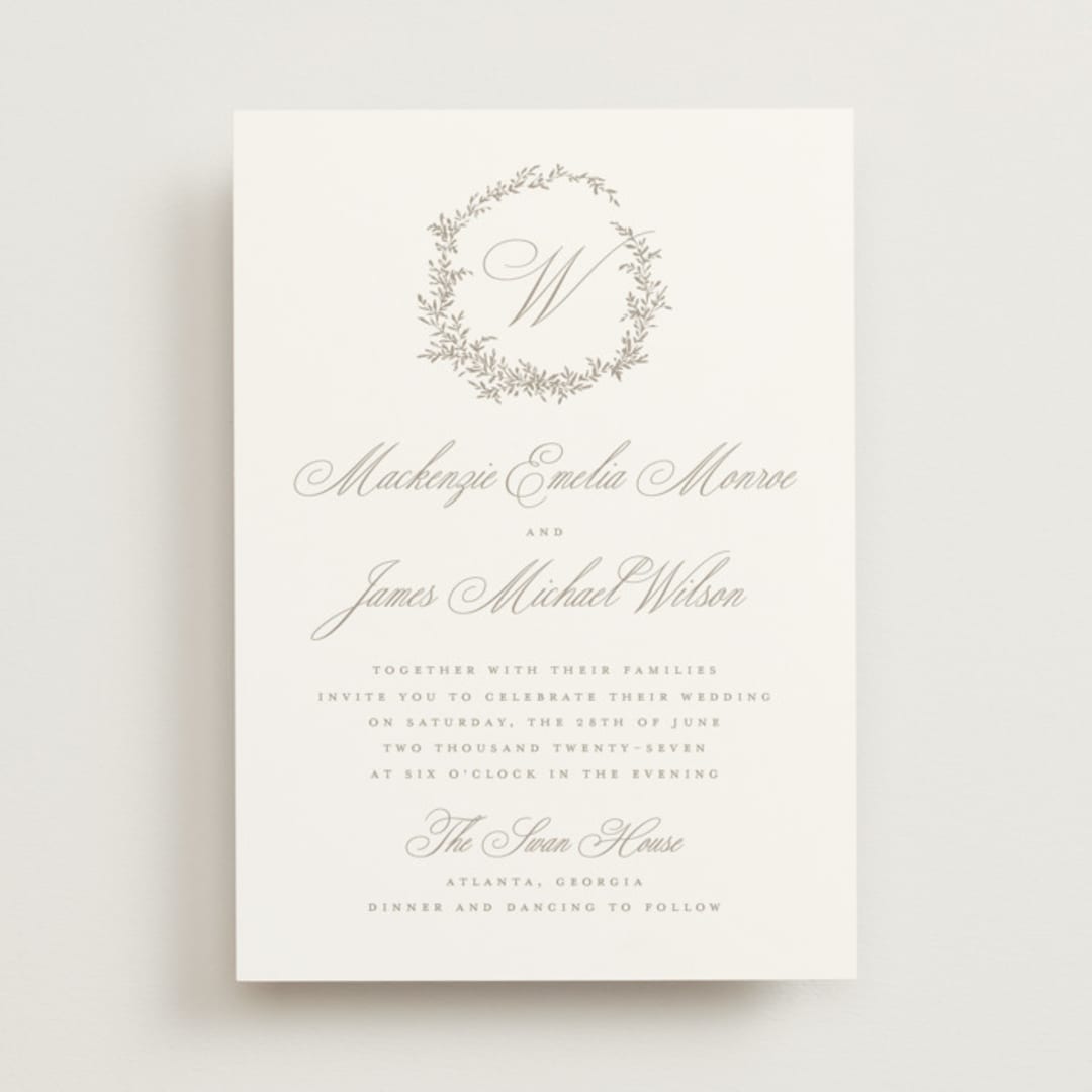 "Romantic Wreath" - Wedding Invitations in Chantilly by Wildfield Paper Co - Front