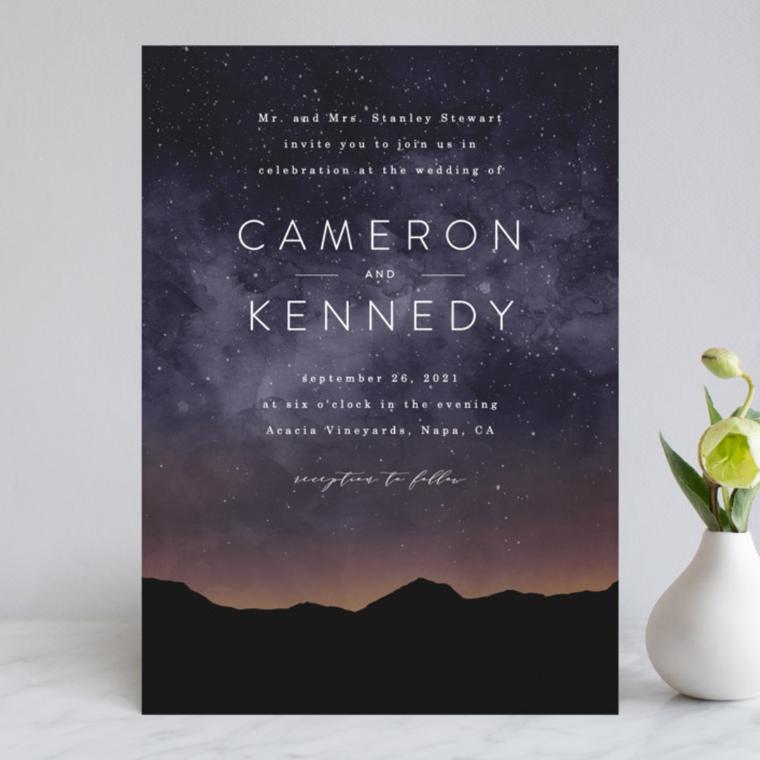 "Starry Skies" - Wedding Invitations in Twilight by Kelly Schmidt - Front
