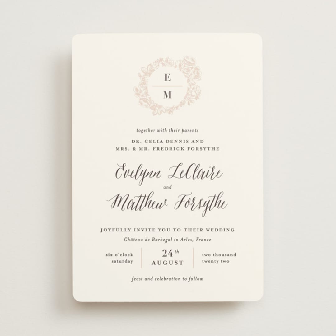 "French Roses" - Wedding Invitations in Blush by 2birdstone - Front